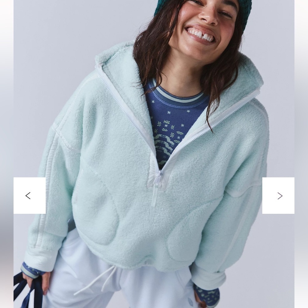 Free People Mountain High Half Zip Fleece Large Color: Hint Of Mint NWT